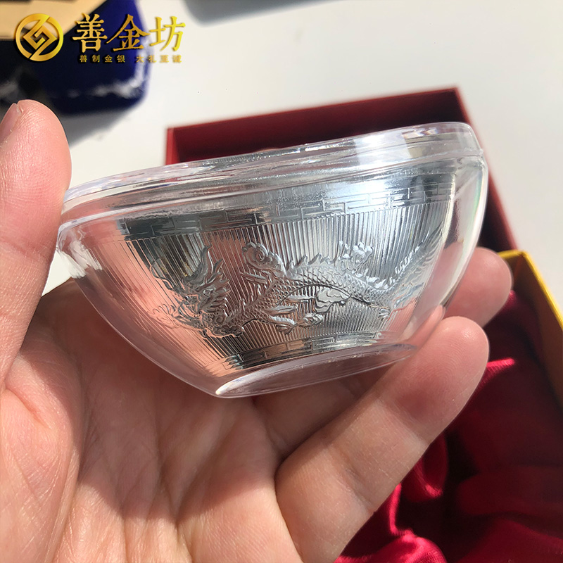 空心元宝50克 100克_纯银立体摆件定制 3D硬银 立体贵金属定制 金银立体摆件 宣传馈赠
