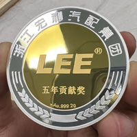 浙江宏利汽配集团银镶金纪念章 定做银章 金银章定制 定制银章 银章制作 周年庆典 员工福利